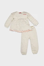 DEFACTO Baby Girl Pajama Set Striped Long Sleeve Top Elastic Waist Long Bottom