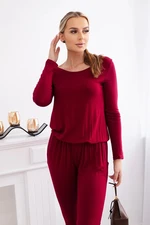 Viscose waist-length jumpsuit burgundy