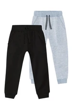 Denokids Basic Unisex Black-Grey Melange 2-Pack Sweatpants