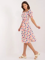 Pink A-line dress with puffy sleeves