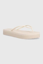 Žabky Calvin Klein FLATFORM FF DEBOSS LOGO TPU dámské, šedá barva, na platformě, HW0HW01977