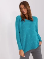 Blue women's classic long-sleeved sweater