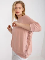 Dusty pink blouse plus size with round neckline