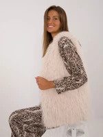 Light beige women's fur vest