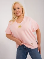 Plus Size Peach Blouse with Patches