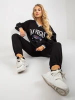 Black oversized tracksuit with print