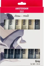 Amsterdam General Selection Ensemble de peintures acryliques Greys 12 x 20 ml