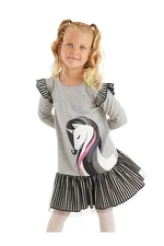 Denokids Elegant Unicorn Gray Girls' Dress