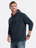 Ombre Men's hoodie with zippered pocket - navy blue