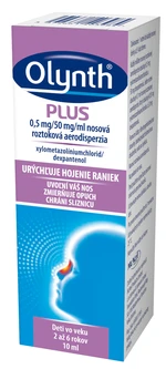 OLYNTH PLUS 0,5 mg/50 mg/ml nosová roztoková aerodisperzia na liečbu nádchy u detí od 2 rokov, 10 ml