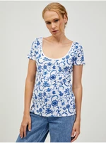 Blue-white patterned T-shirt ORSAY - Women