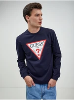 Dark blue Mens Long Sleeve T-Shirt Guess Audley - Men