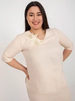 Light peach blouse plus size with lace