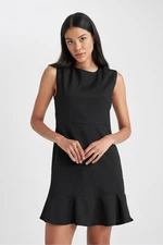 DEFACTO A Line Round Collar Sleeveless Mini Short Sleeve Woven Dress