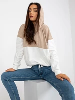 Beige and white hoodie RUE PARIS with pockets