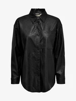 Black Women's Leatherette Shirt ONLY Mia - Ladies