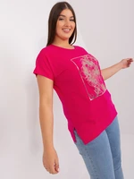 Blouse with fuchsia print plus sizes