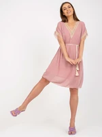 Dusty pink light dress one size with V-neck