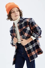 DEFACTO Boy Oversize Fit Polo Neck Flannel Long Sleeve Shirt