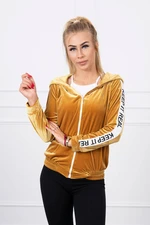 Velour sweatshirt with mustard hood