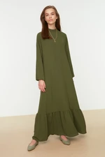 Trendyol Khaki Aerobin Dress With Elastic Standing Neck At The End Of The Sleeves