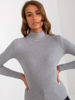 Grey sweater with ribbed turtleneck