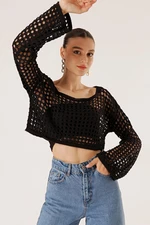 By Saygı Perforated Crop Sweater