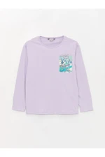 LC Waikiki Girl's T-Shirt with a Crew Neck Printed Long Sleeve