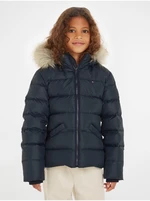 Dark blue girly quilted winter jacket Tommy Hilfiger - Girls