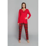 Zorza women's pyjamas - long sleeves, long legs - red/print