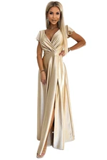 Women's satin long dress with a neckline Numoco