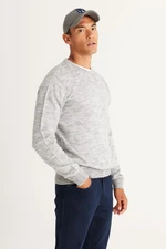 AC&Co / Altınyıldız Classics Men's Gray Melange Standard Fit Normal Cut Crew Neck Jacquard Knitwear Sweater.