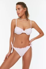 Trendyol Powder Gingham Textured Frilly Bikini Bottom