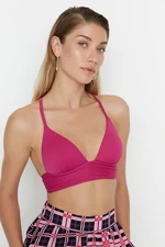 Trendyol Fuchsia Triangle Push Up Textured Bikini Top