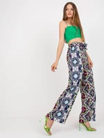 Black wide trousers made of patterned fabric