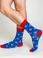 Dark blue men's socks with patterns