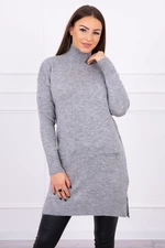 Sweater with stand-up collar grey