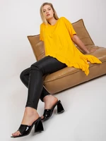 Large yellow viscose blouse with ruffles