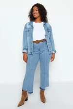 Trendyol Curve Light Blue High Waist Additional Features Not Available Straight Plus Size Jeans