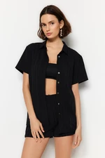 Trendyol Black Woven Shirt and Shorts Set