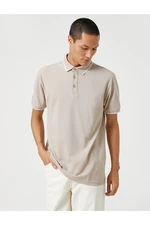 Koton Polo Neck T-shirt with Button Detail, Slim Fit