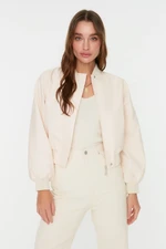 Trendyol Beige Oversized Shirring Detailed Waterproof Bomber Jacket Coat