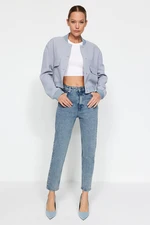 Trendyol Midnight Blue More Sustainable High Waist Slim Mom Jeans