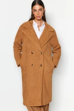 Trendyol Camel Oversize Wide Cut Long Bouquette Coat