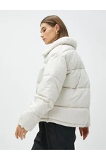 Koton Puffy Coat Collar with Plush Detailed Pockets.