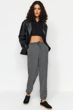 Trendyol Anthracite Loose Jogger High Waist Cut Out Detailed Thick Knitted Sweatpants