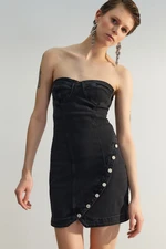 Trendyol Black Fitted Denim Elegant Evening Dress with Woven Accessories