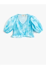 Koton Ruffle Crop Blouse Balloon Sleeves