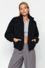 Trendyol Black Oversize Plush Pocket Coat