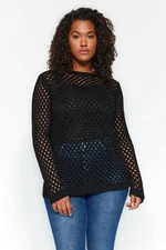 Trendyol Curve Black Openwork/Perforated Knitwear Sweater